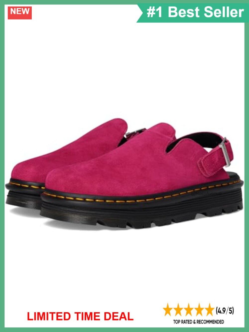 Dr Martens Zeb Zag Suede Mule Adjustable Strap Casual Shoe